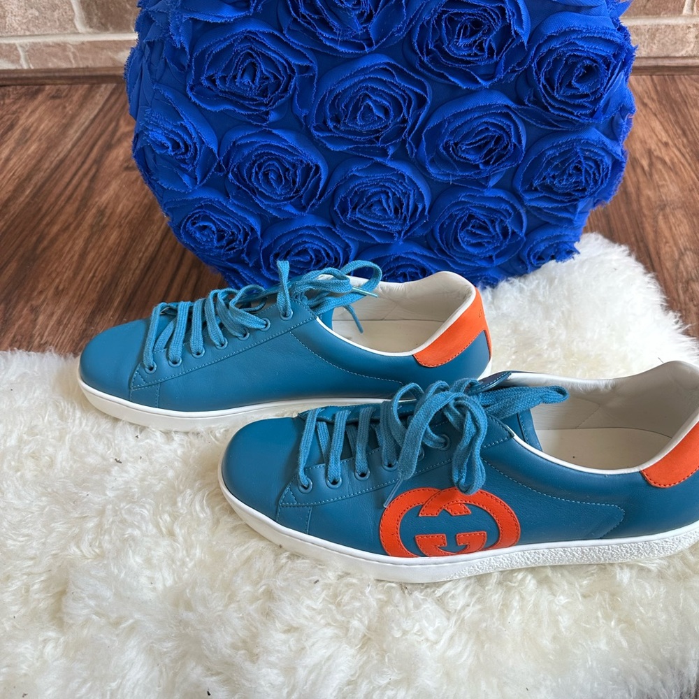 GUCCI Interlocking G Logo Leather Sneakers authentic - Picture 3 of 7